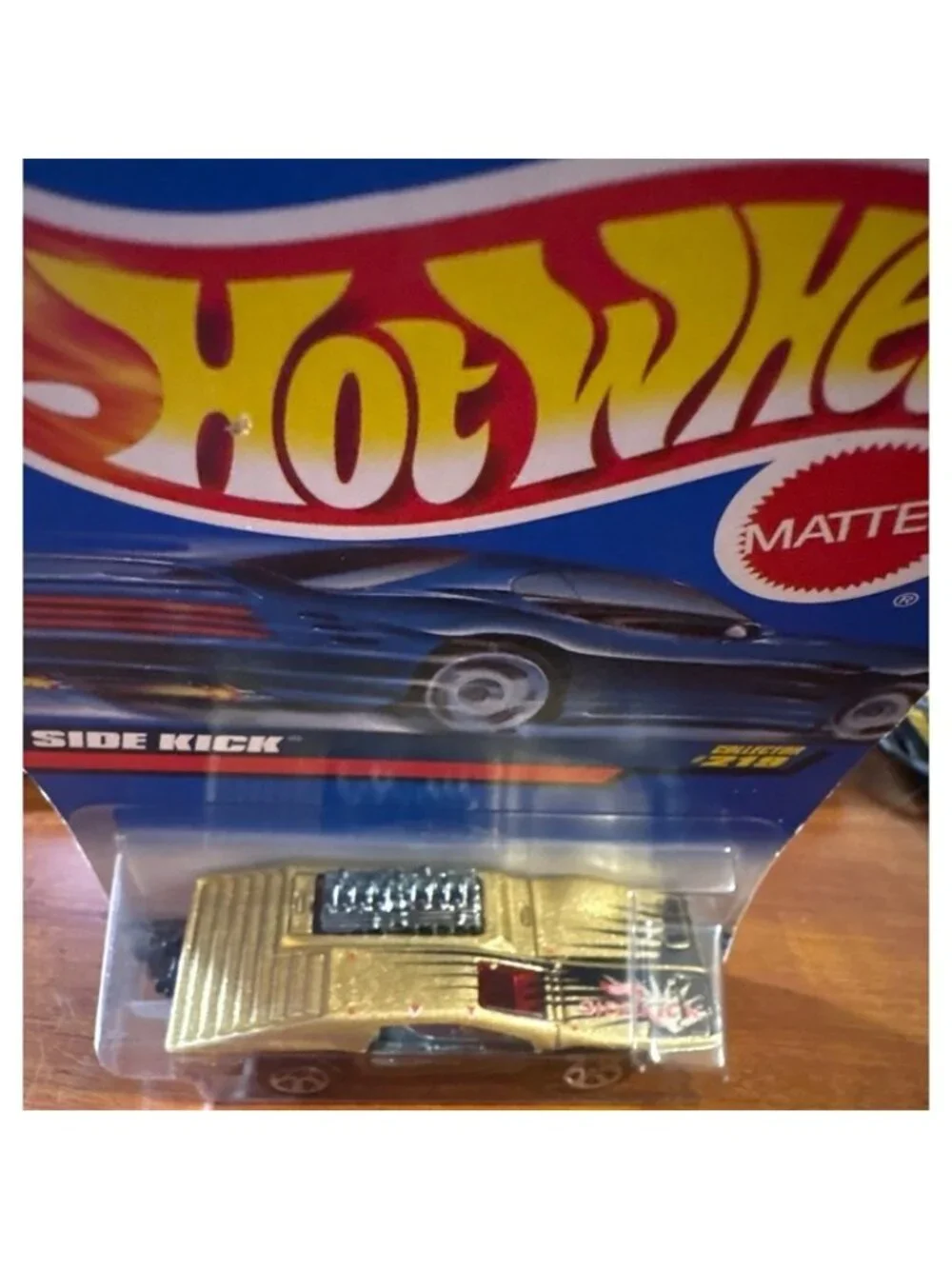 VTG Die Cast Hot Wheels Side Kick Car Collector 219 Gold Black 1999 Mattel